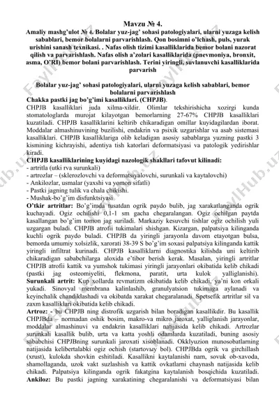 bolalar yuz-jag’ sohasi patologiyalari va ularning parvarishlashi — DOCX