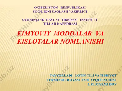 kimyoviy moddalar va kislotalar nomlanishi — PPTX