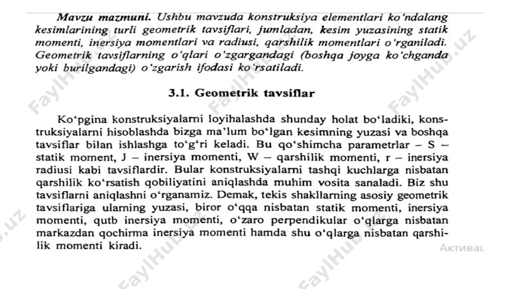 tekkis shakllarning o’qlarga nisbatan statik momenti - Page 4