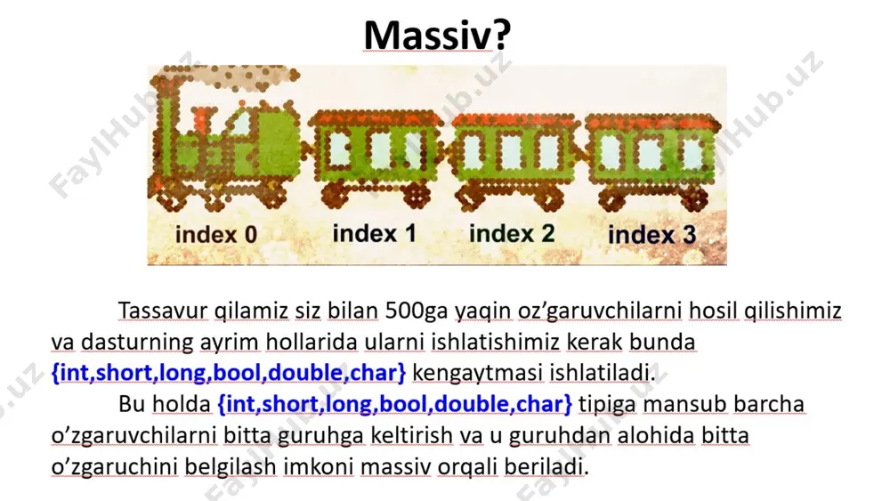 bir o'lchovli massivlar - Page 3