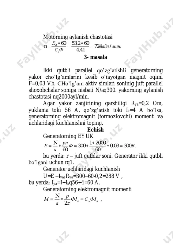 parallell qo'zg'atishli o'zgarmas tok dvigatelining mekhanik xarakteristikalari - Page 5