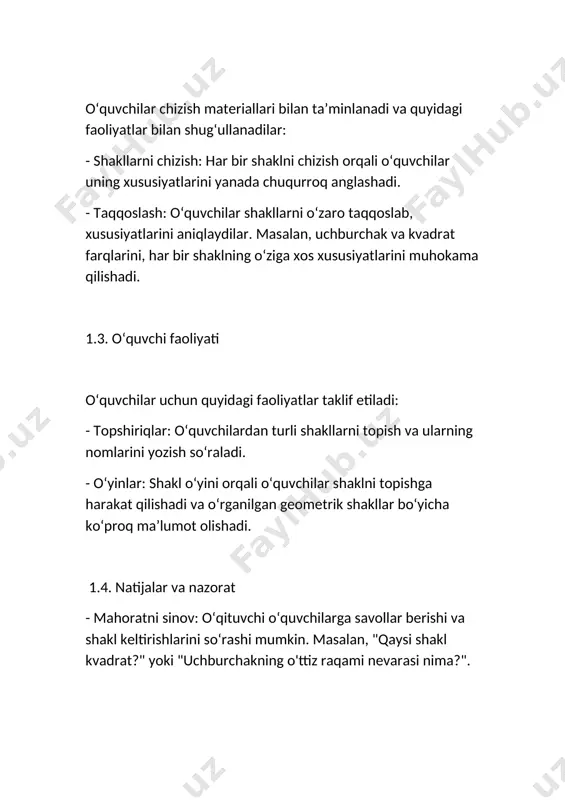 - tokarlik va qurilishda uchburchaklar kuchni taqsimlashda boshlang'ich elementlardir. - ayirish va oppositsion sohalarda uchburchaklar yordamida analizlar o'tkaziladi. 5. silindr - amaliy qo'llanilishi: - tovoq va shisha kabi ob'ektlar silindr shakliga ega. - sanoatda silindrlar to'ldirish yoki bosim ostida bo'lishi mumkin bo'lgan tanklar sifatida ishlatiladi. 6. konus - amaliy qo'llanilishi: - uchuvchi samolyot va raketalar ko'pincha konus shaklida bo'ladi. - tovarlar, o'yinchoqlar va boshqa mahsulotlar uchun qadoqlash materiallari sifatida. 7. sfera - amaliy qo'llanilishi: - sport to'plari (futbol, basketbol) sferik shaklda. - asosiy ilmiy tadqiqotlarda (masalan, astronomiya va fizikada) sferik shakllar ko'plab modellarni ifodalaydi. xulosa geometrik shakllar ko'plab amaliy sohalarda muhim rol o'ynaydi. ushbu shakllarning xususiyatlarini bilish va ulardan foydalana bilish, nafaqat muhandislar va dizaynerlar uchun, balki kundalik hayotda ham foydali bo'ladi.