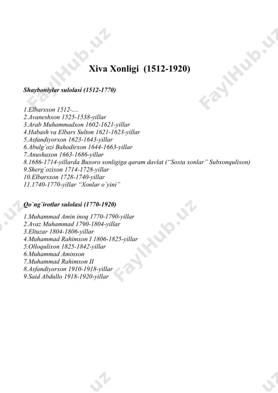 o‘zbek xonliklarini boshqargan sulolalar va hukmdorlar - Page 3