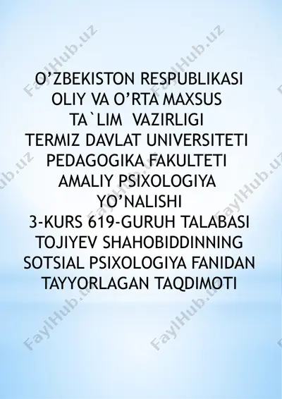 sotsial psixologiya fanidan ta'lim — PPTX