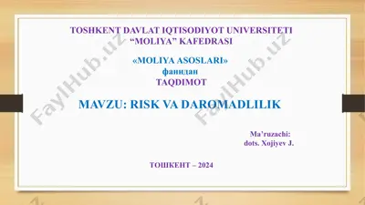 risk va daromadlilik — PPTX