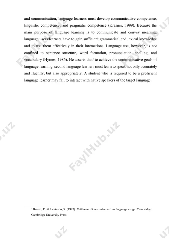 teness so that the teaching process to learn the language may run smoothly and appropriately. for this purpose, a study was conducted on exploring the expressions used by teachers as their rituals to be polite in the classroom. the focus of this paper is on the exploration of the politeness expressions used by teachers as their rituals in the class[footnoteref:3]. [3: brown, h. d. (2007). teaching by principles: an interactive approach to language pedagogy. new york: pearson education.] in the above extract of conversation, the teacher (l) used expressions which aimed to show his politeness in the class. the excerpts from recording above were taken at the beginning of the class, and the teacher was about to start the class. the teacher said, “assalamu alaikum” (peace be upon you) to start the lesson, which is a greeting for muslim people. that sort of greeting is commonly used since teachers and …