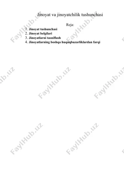 jinoyat va jinoyatchilik tushunchasi — DOC
