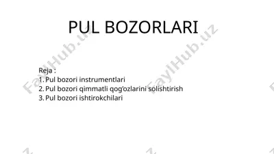 pul bozorlari — PPTX