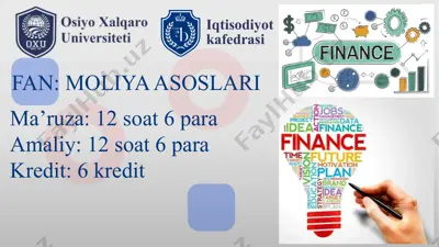 moliyaviy rejalashtirish va bashoratlash — PPTX