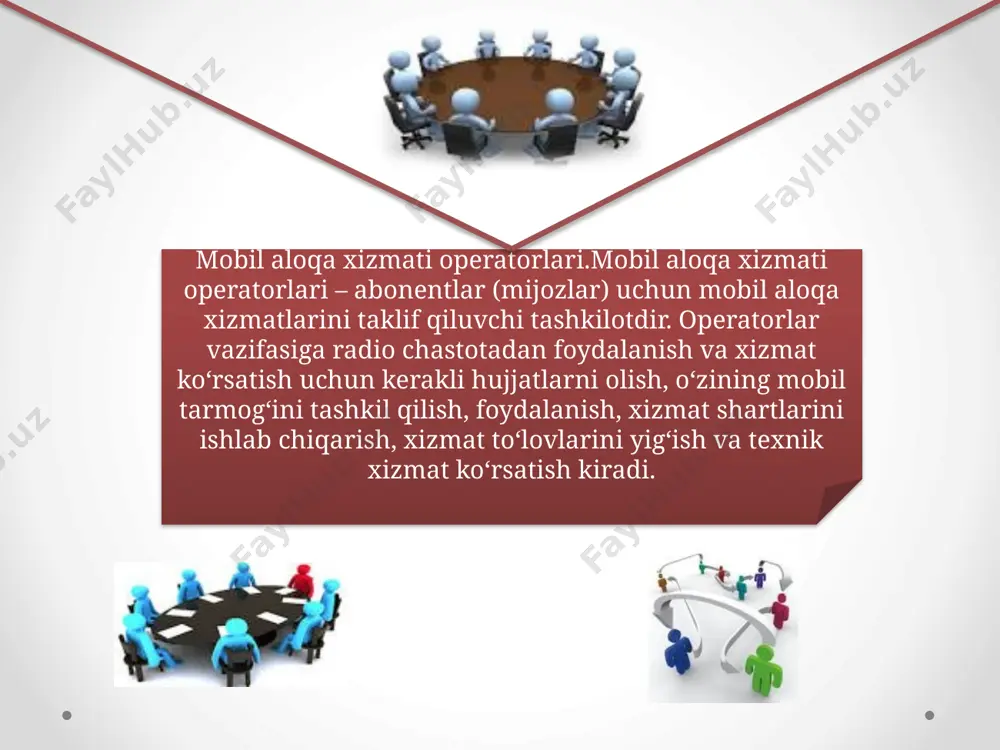 ning barcha vazifalari mujassamlangan. iphone - to‘rt diapazonli multimediyali smartfonlar lineykasi. iphone o‘zida telefonning asosiy vazifalaridan tashqari kommunikator va internet planshetlarning asosiy funksiyalarini ham qamrab olgan. internet planshetlar – bu maxsus mobil qurilma bo‘lib, shaxsiy kompyuterning klassik namunasidir. planshetlar (masalan ipad) tashqi ko‘rinish jihatidan kompyuterdan butunlay farq qiladi. planshetlar faqatgina ekrandan tashkil topgan bo‘lib, boshqa qo‘shimcha qurilmalar (sichqoncha, klaviatura) virtual ko‘rinishda tashkil etilgan. planshetlar to‘liqligicha mobil aloqa muhiti orqali internet xizmatlaridan foydalanishga va hujjatlar bilan ishlashga ixtisoslashgan. dastlab 20-asr 80-yillarida qoʻl telefon aloqa, asosan, analog texnologiyalarga asoslangan, keyinroq mobil telefonda aloqa tizimi sof raqamli tizimga oʻtgan. yevropa mamlakatlarining deyarli har birida oʻz milliy tarmogʻi ishlab chiqilgan (mas, fransiyada radiocom 2000). mobil telefonga doyr xalqaro hamkorlik dastlab koʻchma radioaloqa tizimi masalalari boʻyicha nemisfransuz tadqiqotlari natijasi sifatida pochta va kommunikatsiyalar maʼmuriy xodimlarining yevropa konfederatsiyasi sert (conference des admi nistrations europcennes des postes et telecommunications) rahbarligida tashkil etildi. 1982 yil bu internet 26 …