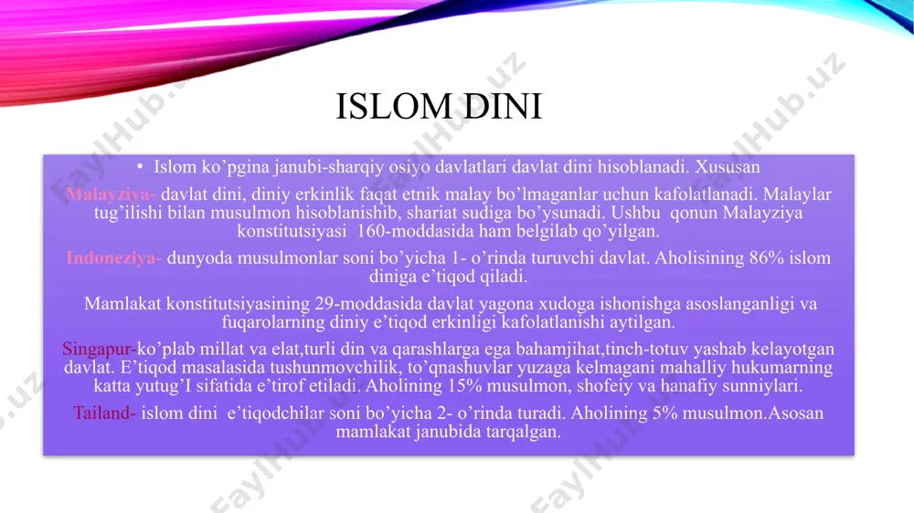 va boshqa. hinduiy diniga ko'ra, xudo - brahma deya ataladi. din payg'ambari - krishna halokat farishtasi- shiva. sikxizm ilk sikhizm shaharda yashovchi savdogar-hunarmandlar doiralari mafkurasini ifodalagan. sikhizm barcha odamlarni xudo oldida teng hisoblaydi, tarkidunyochilik (asketizm), monaxlikni qoralaydi, maʼnaviy ustoz — guruga soʻzsiz tobelikni targʻib qiladi. 18-asr boshida zamindorlarga qarshi harakatning mafkurasi boʻlgan, biroq 18-asr 2-yarmiga kelib sof diniy oqimga aylandi. hozirgi vaqtda sikhlar oʻrtasidagi ijtimoiy ziddiyatlarning kuchayishi bois ularning ichida turli oqimlar va siyosiy partiyalar vujudga kelgan. sikhizmning diniy markazi amritsar shahri hisoblanadi. erkaklari soqol oʻstiradi, sochlarini oldirmaydi. sochlarini bosh kiyim — pagriy (salla)ga taroq bilan turmaklab qoʻyadilar, soqollarini iyaklariga oʻziga xos ravishda bogʻlab quyishadi. s. doimo bellariga xanjar (yoki qilich) va qoʻllariga bilaguzuktaqib yurishadi. tugadi image2.png image3.png image4.png image5.png image6.png image7.png image8.png image9.png image10.png image11.png image12.png image1.png