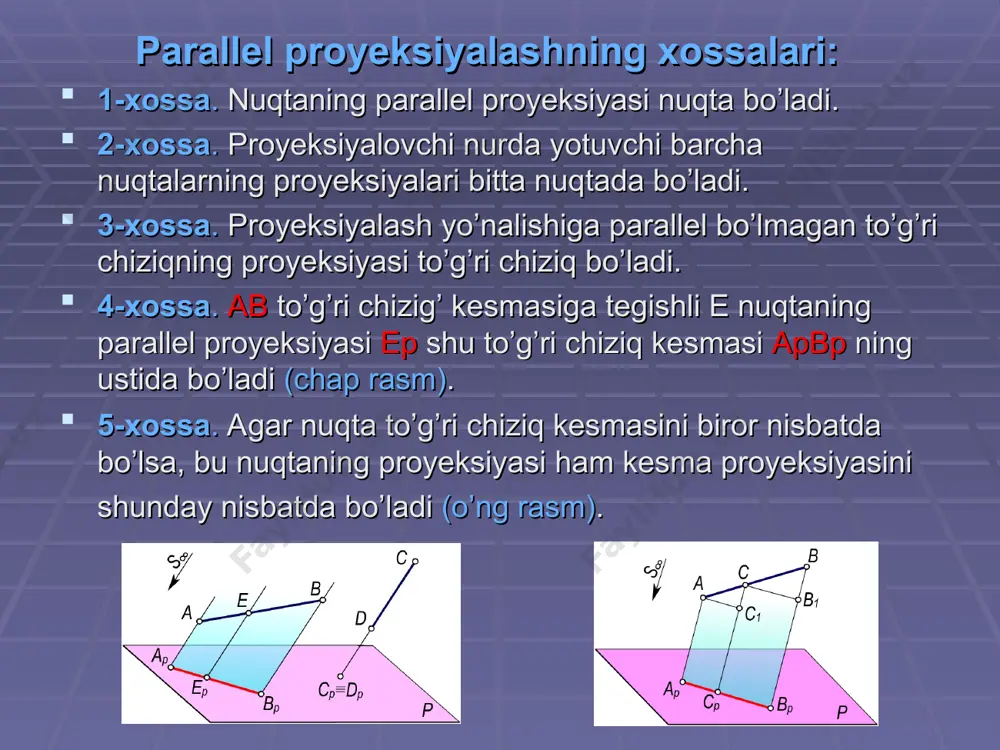 proyeksiyalash usullari (markaziy va parallel proyeksiyalash) - Page 5