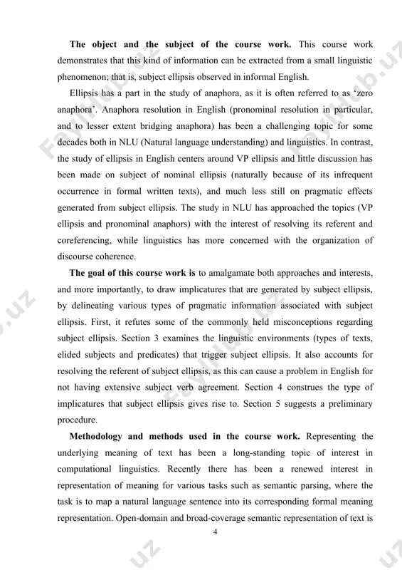 t is v t. each v ∈ v t can be tagged as a comparison predicate. 1. for predicates the main features are lexical features, bigram features, node’s constituency position, node’s minimum distance from leaves, and node’s parent constituency label. for the arguments, we use the same feature-set as for the predicates, but also including the leftmost verb (for the case of copulas), 2. the constituency path between argument and the predicate, and the predicate type. θc, θe, θac and θae are the parameters of the log-linear model. we calculate these parameters using stochastic gradient descent algorithm. the theoretical value of the course work. the topic of ellipsis represents one of the great puzzles in the theory of grammar, since the generation of phonologically null material or the deletion of existing material proves to be an intricate process. on the surface, elliptical structures seem to be an economy device: a …