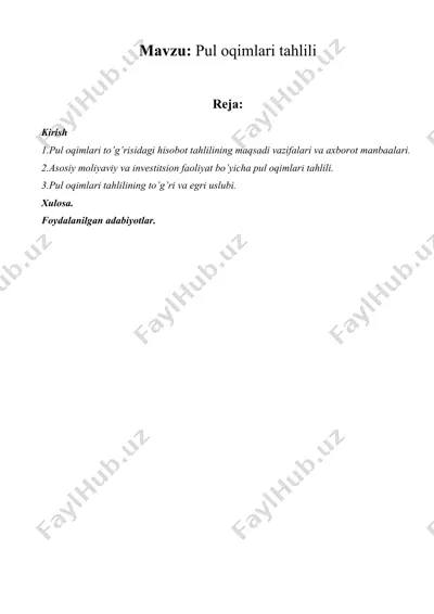 pul oqimlari tahlili — DOCX