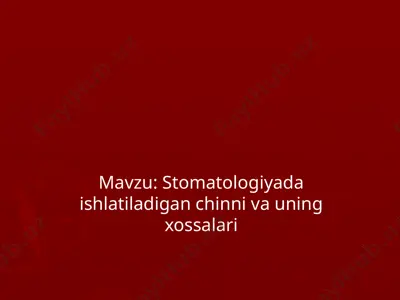 stomatologiyada ishlatiladigan chinni va uning xossalari — PPTX
