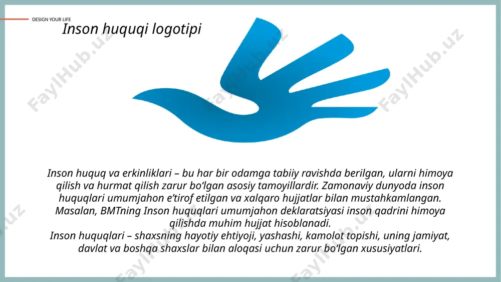 t hisoblanadi (24-modda). har kim erkinlik va shaxsiy daxlsizlik huquqiga ega. hech kim qonunga asoslanmagan holda hibsga olinishi yoki qamoqda saqlanishi; qiynoqqa solinishi, zoʻravonlikka, shafqatsiz yoki inson qadr-qimmatini kamsituvchi boshqa tarzdagi tazyiqqa duchor etilishi mumkin emas (25-26-moddalar) design your life mustaqillik yillarida oʻzbekistonda inson huquqlari va erkinliklarining ustunligidan kelib chiqadigan, xalqaro miqyosda qabul qilingan yangi yuridik tamoyil va talablarga asoslangan keng hukuqiy muhit vujudga keltirildi. totalitar tuzumning tazyiq va zoʻravonligidan huquqiy meʼyorlar sari keskin burilish yasaldi. respublika qonunlarini inson huquqlari sohasidagi xalqaro meʼyorlar va andozalarga muvofiklashtirish, mazkur sohada milliy harakat dasturini ishlab chiqish, inson huquqlarini himoya qiladigan muassasalarning yaxlit tizimini barpo etish, inson huquqlariga oid xalqaro shartnomalar va hujjatlarga qoʻshilishda davom etib, bu hujjatlar boʻyicha majburiyatlarni bajarishning, barcha davlat organlari, mansabdor shaxslar va fuqarolar shu hujjatlar talablariga soʻzsiz rioya qilishining mexanizmi yaratildi. inson huquqlari va kafolatlari oʻzbekiston respublikasi konstitutsiyasining 7,8,9,10-boblarida berilgan design your life xulosa inson, uning huquq va erkinliklari …