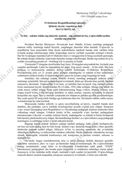ta'lim sohalari va o'qituvchilik kasbi — DOCX