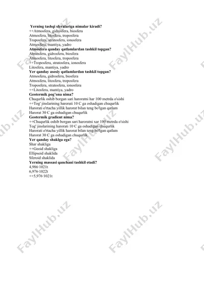 yer qatlamlari va geologik jarayonlar taqdimoti — DOCX