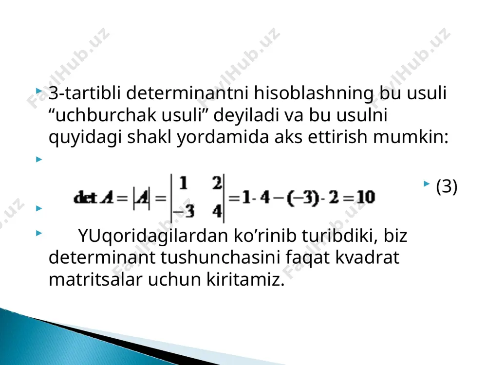 kvadrat matritsaning determinanti tushunchasi - Page 5