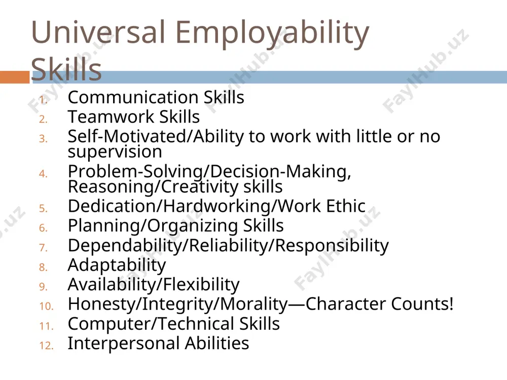 and are willing to improve. 4. flexibility - accept change and adapt to new situation 5. leadership - able to make decisions and solve problems. shows others respect and people want to work with you. how to build employability skills? conflict resolution - look for ways to reduce conflict with siblings and communicate more effectively with parents. set academic goals - create a plan to achieve. be active in a club - deca, cyber security, team sports, 4-h, student cabinet, and more. participate in some form of community service - dedicate your time and energy toward improving the community. when looking at job description what are the responsibilities? what kind of education or training is required? what is the pay range? what is the work environment? where is the job? realistic career-related goals 1. one that you can plan for and actually achieve. 2. you have the resources to accomplish. …