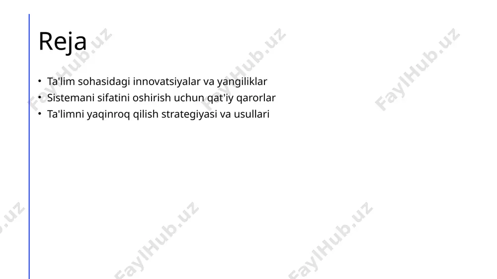 ul qilishlariga yordam beradi. ta'lim sifatini oshirishda innovatsiyalarni qo'llash strategiyalari 1 innovatsiyalar bilan ta'lim sifatini oshirish ta'lim sohasida yangiliklarni qo'llash, tez-tez o'zgaruvchilar va yangi texnologiyalar bilan ta'lim jarayonlarini o'z ichiga olgan yangiliklar. 2 ta'limning samarali boshqarilishi ta'lim muassasalarida rahbariyat tizimi, xodimlar bilan ishlash tartibi, resurslarni samarali foydalanish va maqsadlarni tanlashning muhimligi. 3 o'quvchilarning qatnashishi va motivatsiyasi o'quvchilar qatnashishini oshirish uchun interaktiv darsliklar, masofaviy ta'lim imkoniyatlari va o'quvchilarni ilg'or tashkil etishda motivatsiyani oshirish strategiyalari. o'quv jarayonini sifatini oshirish uchun kadrlar tayyorlash tizimi o'quv jarayonini sifatini oshirish uchun kadrlar tayyorlash tizimi o'zaro integratsiyalangan, yangi texnologiyalarni qo'llab-quvvatlaydi va o'quvchilarni ilmiy yondashuvda malakaviy yetukliklarini oshirishga yo'naltirilgan. photo by deva darshan on unsplash ta'lim dasturlarini yangilashning samaradorligini oshirish yo'llari ta'limni innovatsion usullar bilan rivojlantirish ta'lim sifatini oshirish strategiyalari ta'limning obro'li ishtiroki ta'lim tizimini yangilashda innovatsion texnologiyalar va usullar keng qo'llanilmoqda, masalan, onlayn ta'lim tizimlari va interaktiv darsliklar. ta'lim sifatini oshirish uchun o'qituvchilarning malakasini oshirish, ta'lim …