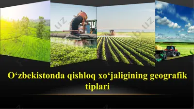 o‘zbеkistоndа qishlоq хo‘jаligining gеоgrаfik tiplаri 8-sinf — PPT