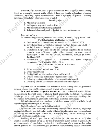so‘z turkumlarini o‘qitish metodikasi — DOC