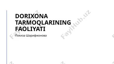dorixona tarmoqlarining faoliyati — PPTX