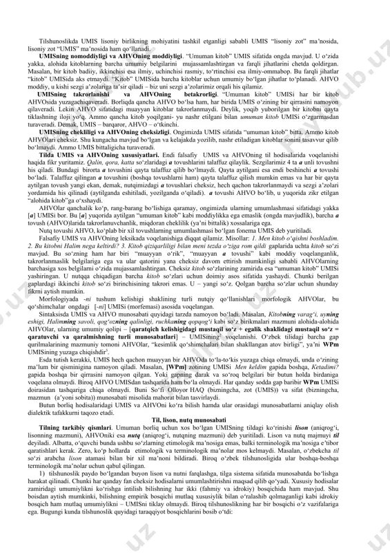 yingi soʻzga tobelash” maʼnosi bevosita sezgi aʼzolari yordamida anglashilmaydi, balki ong bilan idrok etiladi, shuning uchun u lisoniy ahamiyatga ega. bu umumiylik yuqoridagi misollarda “gulnora soʻzining opa soʻziga qaratuvchilik munosabatini ifodalashi”, “gulnora soʻzining kitob soʻziga qaratuvchilik munosabatini ifodalashi” tarzida bevosita kuzatishga chiqqan, sezgi aʼzosi bilan his qilinadigan qiymat kasb etib xususiylashgan. empirik yondashuvda har bir birlik alohida-alohida tekshiriladi. masalan, a unlisini boshqa unlisiz, biror zamon yoki kelishik shakli esa boshqasidan ajratib, uzib oʻrganiladi. nazariy oʻrganish bosqichida esa ular oʻz sistemadoshi (oʻzi bilan bir sistemaga kiruvchi) bilan yaxlitlikda tahlil etiladi. har bir birlik, deylik, biror unlining, boshqa sistemadoshi, yaʼni boshqa unli bilan oʻzaro munosabatida namoyon boʻladigan belgisi nazariyotchi tishunos uchun belgilovchi ahamiyat kasb etadi. bitta unlini ajratib olib oʻrganish empirik oʻrganish deyiladi. бир unlini boshqa unlilar qurshovida oʻrganish nazariy oʻrganish, sistem yondashuv deb ataladi. nazariy tilshunoslik har qanday birlikning mohiyati uning boshqa sistemadoshlariga munosabatini chuqur tahlil qilish bilan ochiladi, degan metodologiyaga …