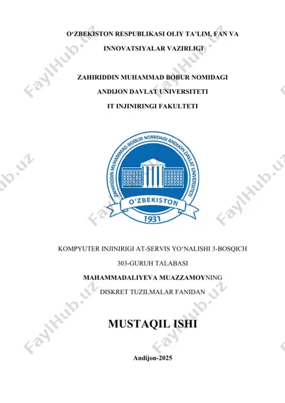 diskret tuzilmalar faniga oid mustaqil ish — DOCX