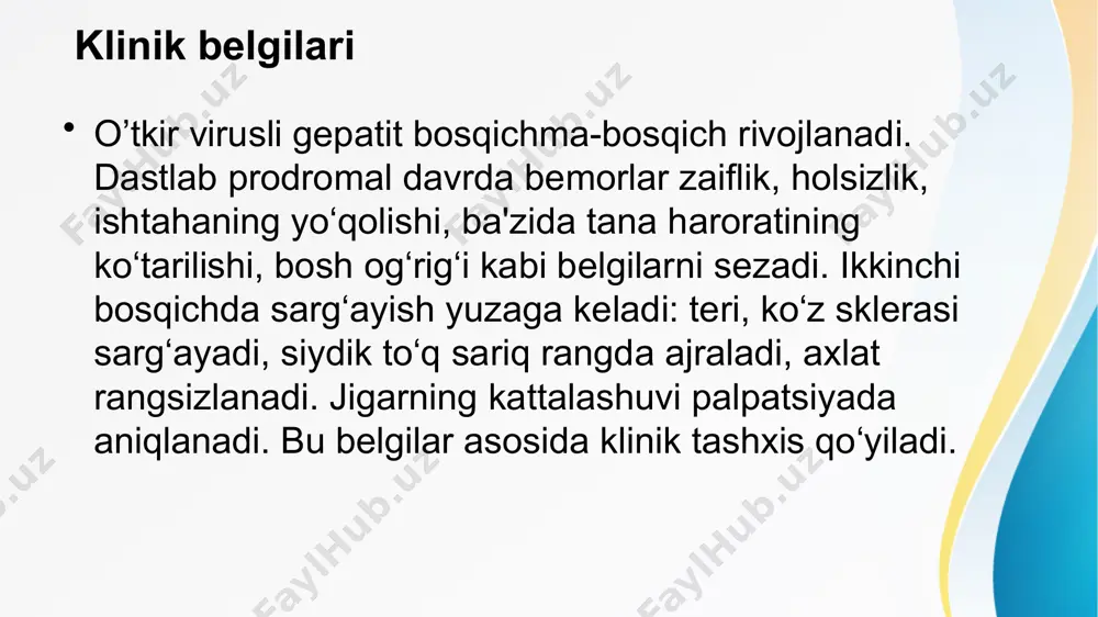 o'tkir virusli gepatitga chalingan bemorlar va ularga kasallik tarixi yozish - Page 5