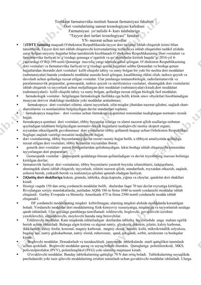 "tayyor dori turlari texnologiyasi" — DOCX
