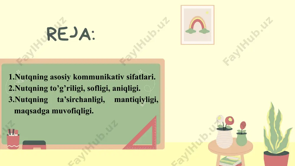 grafik, lug’at va grammatik me’yorlarini egallashni tushunish lozim bo`ladi. nutqning to’g’riligi ma’noning to`g’ri, maqsadga muvofiq ifoda etilishida ohangning ham xizmati katta. so`zlarga qaysi yo`sinda urg’u berilishiga qarab ma’no ottenkalari o`zgarib borishi mumkin. masalan, nutq jarayonida keling so`zidagi samimiyat, piching, masxaralash, norozilik kabi ottenkalar faqat ohang yordamidagina reallashadi. nutqning to`g’ri bo`lishi asosan ikki me’yorga urg’u va grammatik me’yorga amal qilishni taqozo qiladi. so`zlardagi ayrim bo`g’inlarning zarb bilan talaffuz qilinishi, ya’ni ularga urg’uning tushishi hamma tillarda ham bir xil xususiyatga ega emas. aniqlik ham nutqning asosiy kommunikativ sifat-laridan biridir. agar to`g’rilik nutqning yuzaga kelishida faqat til omili, zaruriy belgisi sifatida qaralsa, nutqning aniqligi deyilganda uning shakllanishiga xizmat qiladigan, tildan tashqarida bo`lgan omillarni ham nazarda tutish lozim bo`ladi. bunda dastlab til va tafakkur munosabati turadi. chunki tabiat va jamiyatdagi narsa va hodisalar o`rtasidagi mutanosiblik va uning nutqda aks etishi ana shu aniqlikning xuddi o`zidir. nutqning aniqligi tildagi bu nuqsonni v.v.vinogradov ham o`z vaqtida …