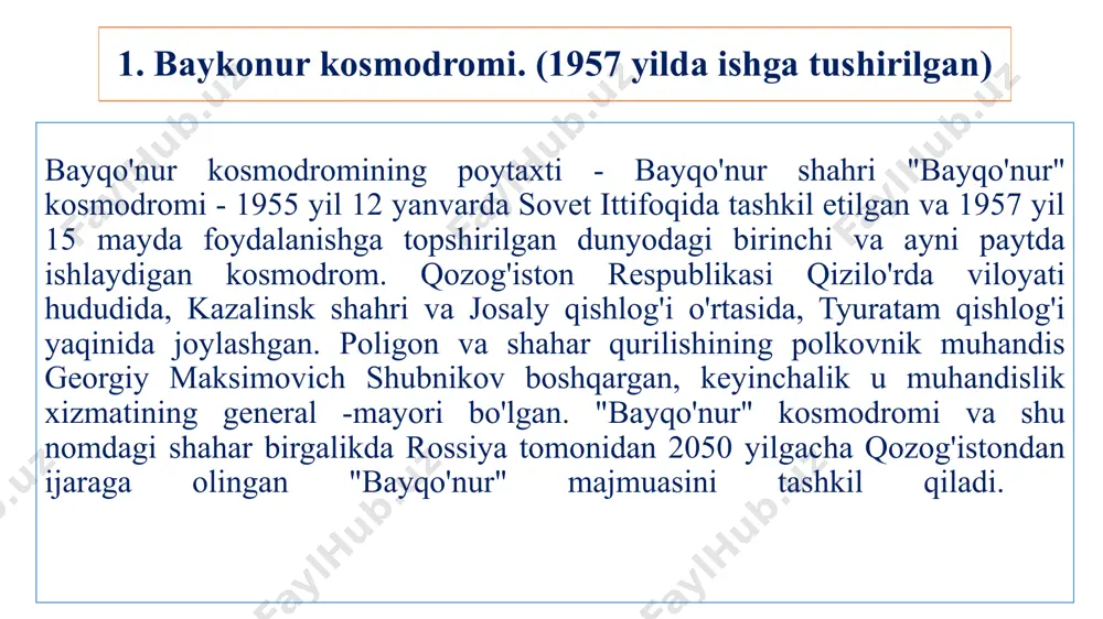 lakning uch bosqichini alohida tashish, so'ngra ularni mobil xizmat ko'rsatish minorasi yordamida uchirish moslamasiga joylashtirishdir. uchish maydonchasida ko'chma xizmat ko'rsatish minorasi raketani, kosmik jangovar kallakni va xizmat ko'rsatuvchi xodimlarni noqulay ob-havo sharoitida himoya qiladigan kosmik raketaning umumiy yig'ilishi va oldindan parvarishi uchun ishlatiladi. gviana kosmik markazidagi rossiya-evropa "soyuz" loyihasi "2003 yilda, hukumat darajasida frantsiya gvianasidagi evropa kosmodromidan" soyuz "tashuvchi raketalarini uchirish to'g'risida qaror qabul qilinganda boshlangan. qabul qilingan qarorlar doirasida bir qator hukumatlararo bitimlar imzolandi, ular "soyuz" uchirish kompleksining er usti infratuzilmasini yaratish, "soyuz-st" raketalarini ishlab chiqarish va jo'natish bo'yicha shartnomalarni imzolash uchun huquqiy asos yaratdi. yuqori bosqichlarni gviana kosmik markaziga o'tkazgan. 2005 yilda soyuz-st uchun uchirish kompleksi qurilishi boshlandi va 2011 yil may oyida evropa kosmik agentligi va kosmodrom operatori arianespacega uchirish kompleksini topshirishning rasmiy marosimi bo'lib o'tdi. "soyuz-st" raketasining birinchi ishga tushirilishi 2011 yil oktyabr oyida bo'lib o'tdi. har yili esa manfaatlari uchun ham, tijorat kompaniyalari manfaatlari uchun …