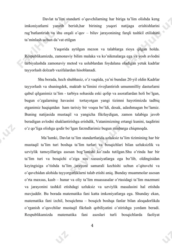 asosiy tushunchalarini, xususiyatlarini va qo’llanilish sohalarini o’rganishdir. kurs ishining vazifalari: quyidagilardir: · jordano, borel, lebeg o’lchovlarining tarixiy rivojlanishini o’rganish; · jordano, borel, lebeg o’lchovlarining aniqlanishi va xossalari haqida matematik asoslarini o’rganish; · jordano, borel, lebeg o’lchovlarining hisoblanishi va integrallashtirilishi uchun usullarni o’rganish; · jordano, borel, lebeg o’lchovlarining matematikada va uning qo’llanilgan sohalarda qanday ishlatilishini misollar orqali ko’rsatish; · jordano, borel, lebeg o’lchovlarining ilmiy ahamiyatini va dolzarbligini baholash. 1-§. jordan o’lchovi rimanning karrali integrallar nazariyasi fazodagi jordan o‘lchoviga asoslangan. jordan bo‘yicha o‘lchovli to‘plamlarning asosiy xossalaridan biri, uning chegaralangan bo‘lishidir. to‘plam chegarasining jordan o‘lchovi 0 ga teng bo‘lishi zarur va etarlidir. fazoda jordan bo‘yicha o‘lchovga ega bo‘lgan to‘plamga kvadratlanuvchi (kublanuvchi) soha deyiladi. bo‘lganda karrali integrallar nazariyasi ikki karrali integrallar nazariyasidan prinsipial jihatdan farq qilmaganligi va ikki karrali integrallarni tasavvur qilish osonroq bo‘lganligi sababli biz asosan ikki karrali integrallar nazariyasini keltirish bilan kifoyalanamiz. butun paragraf davomida biz qaralayotgan sohani kvadratlanuvchi deb faraz qilamiz. …