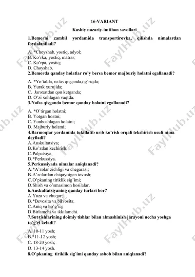 kasbiy nazariy-imtihon savollari — DOCX