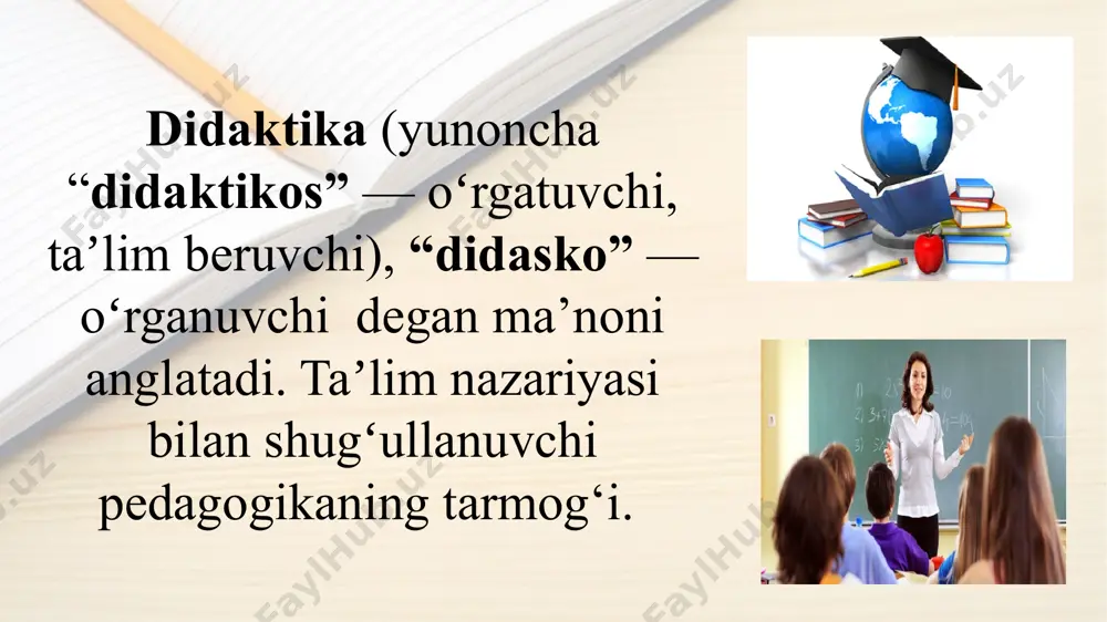ta’lim sohasidagi asosiy prinsplar: davlat ta’lim standartlari va davlat ta’lim talablari doirasida ta’lim olishning hamma uchun ochiqligi; 11 yillik ta’limning hamda 6 yoshdan 7 yoshgacha bo‘lgan bolalarni 1 yil davomida umumiy o‘rta ta’limga tayyorlashning majburiyligi; ta’limning uzluksizligi va izchilligi; ta’lim va tarbiyaning insonparvarlik, demokratik xususiyati; ta’lim va tarbiyaga milliy hamda umuminsoniy qadriyatlarning singdirilganligi; free powerpoint templates ta’lim sohasidagi asosiy prinsplar: ta’lim faoliyati sohasidagi ochiqlik va shaffoflik. insonning butun hayoti davomida ta’lim olishi; ta’lim tizimining dunyoviy xususiyatga egaligi; ta’lim tizimida davlat va jamoat boshqaruvining uyg‘unligi; umumiy o‘rta ta’lim tashkilotlarining sinflarida (guruhlarida) ta’lim oluvchilar soni 35 nafardan oshmasligi kerak. bilimlilik, qobiliyatlilik va iste’dodning rag‘batlantirilishi; jamiyatda pedagoglarni ijtimoiy himoya qilishning kafolatlanganligi; o‘quv dasturlarini tanlashga doir yondashuvning yagonaligi va tabaqalashtirilganligi; paradigma - (grekcha, paradeigma) so‘zidan kelib chiqqan bo‘lib, keng ma’noda turmush va fikrlashining biror sohasining fundamental asoslarini aniqlab beruvchi o‘ziga xos tuzilishga ega nazariya deb izohlanadi. shokirov ismoiljon bilim olish darajasi olingan bilimni yodda …