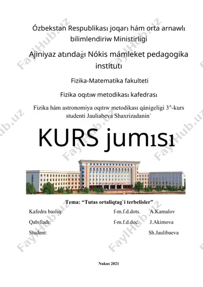 tutas ortaliqtag`i terbelisler — DOC
