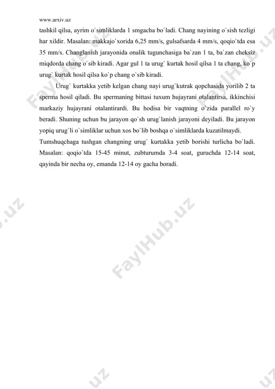 gullash davri, changlanish va urug`lanish - Page 5