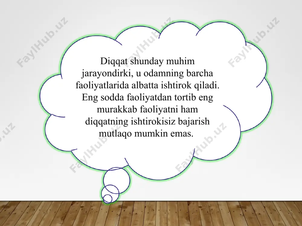 di diqqatning boshqa psixik jarayonlar bilan bog’liqligi va roli n.n.lange diqqatning iroda, reflektiv, instinktiv, perseptiv holatlar bilan bog’liqligini o’zining “irodaviy diqqat nazariyasi” asarida ko’rsatib beradi. a.r.luriya kichik yoshdagi bolalarda diqqatning bu holatini ko’rish oson. birinchi bosqichda u beqarorligi va ko’lamining torligi uchun qo’zg’atuvchilar qurshovidagi diqqat bo’lolmaydi. parishonxotirlik diqqatni uzoq vaqt davomida biron ishga layoqatsizlikda diqqatning osongina va tez- tez bo’linib turishida namoyon bo’lishi mumkin. parishonxotirlikning bu ko’rinishi ko’pincha ish qobiliyati susayib ketishining va xulq-atvordagi uyushmaganlikning sabablaridan biri hisoblanadi. diqqatning haddan tashqari harakatchanligi bir obyektdan va faoliyat turidan boshqalariga doimiy ravishda o’tib turishi, yoki aksincha harakatsizligi, diqqatning sust harakat qilishi, uning tor doiradagi tasavvurlar va fikrlarga patologik tarzda qayd etilishi shular jumlasiga kiradi. xotira biz ilgari idrok qilgan, boshdan kechirgan va bajargan ishlarimizni yodda saqlash, keyinchalik ularni eslash yoki xotirlash jarayonidir. "xotira atrof-muhitdagi voqelik (narsa)ni bevosita va bilvosita, ixtiyoriy va ixtiyorsiz ravishda, passiv va faol holda, reproduktiv va produktiv tarzda, verbal …