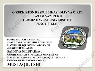 boshiqich sinflarda tashkil etiladigan tarbiyaviy tadbirlar — PPTX