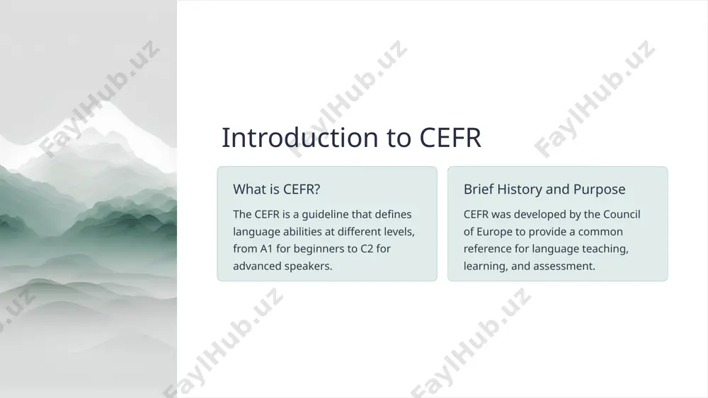 ameworks, such as the global scale of english. 6 conclusion and future prospects 1 overall impact and relevance cefr has greatly influenced language education worldwide, promoting standardization, mobility, and recognition of language skills. 2 potential developments and enhancements cefr may continue evolving to address the limitations, incorporating new digital assessment tools and focusing on intercultural communication. 7 image1.png image2.png image3.png image4.png