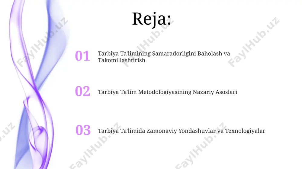 atish (20%) va to'g'ridan-to'g'ri ta'lim (10%) ajratiladi, bularning samaradorligi yoshga bog'liq. bolaning hissiy-ruhiy holatini hisobga olgan holda, kamida 5 ta turli tarbiya usullarini qo'llash tavsiya etiladi: rag'batlantirish, tushuntirish, maslahat berish, cheklash va jazolash, ularning nisbati individual. jamoatdagi tarbiya rollari jamoatdagi tarbiya rolini kuchaytirish uchun 30 dan ortik maktab va 15 ta madaniyat markazi bilan hamkorlikda 5 yillik dastur ishlab chikildi, bunda yoshlarning ma'naviy-axlokiy kamolotiga aloxida e'tibor beriladi. jamoat tarbiyachilarining samarali faoliyatini ta'minlash uchun 20 nafar mutaxassisdan iborat trening markazi tashkil etilib, ular 5 ta yunalish buyicha malaka oshirish kurslarini utkazishadi. o'yin va mashg'ulotlar orqali tarbiya guruhdagi o'quvchilar sonini 10-15 nafardan oshmasligi, har bir bolaga individual yondashish imkonini beruvchi o'yin va mashg'ulotlarni tanlash muhimdir. o'yinlar orqali bolalarda 5-7 yosh oralig'ida ijtimoiy ko'nikmalarni rivojlantirish, masalan, hamkorlik va o'zaro hurmatni shakllantirishga qaratilgan 3-4 ta o'yinni qo'llash samarali bo'ladi. tarbiya jarayonida axloqning o'rni axloqiy tarbiyaning samaradorligini oshirish uchun 3 bosqichli model qo‘llanilishi mumkin: namuna …