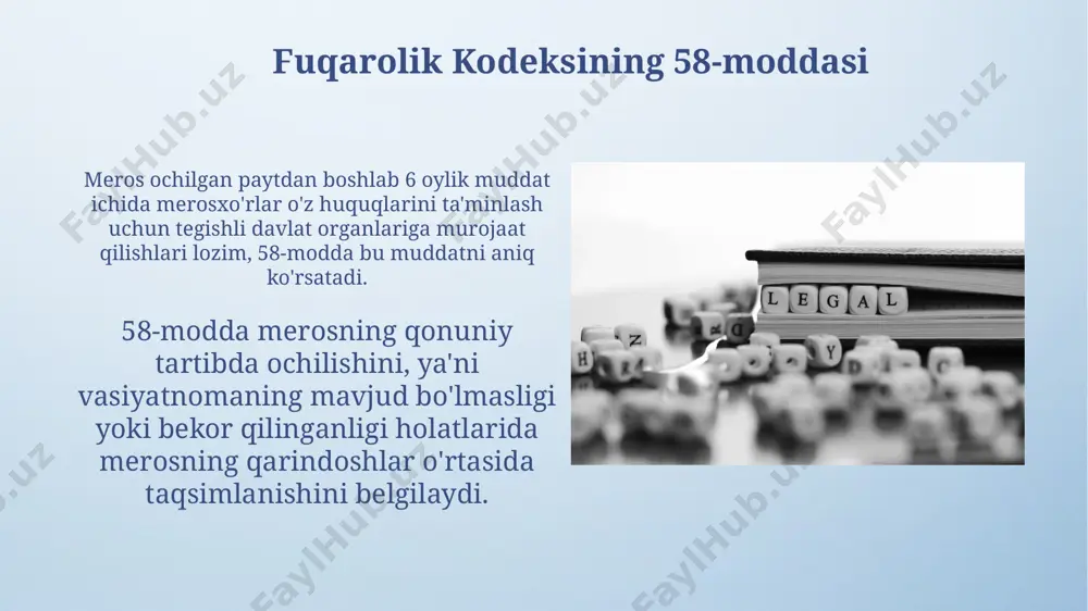 fuqorolik kodeksining 58dan 69chi moddalariga slayd qilish - Page 5