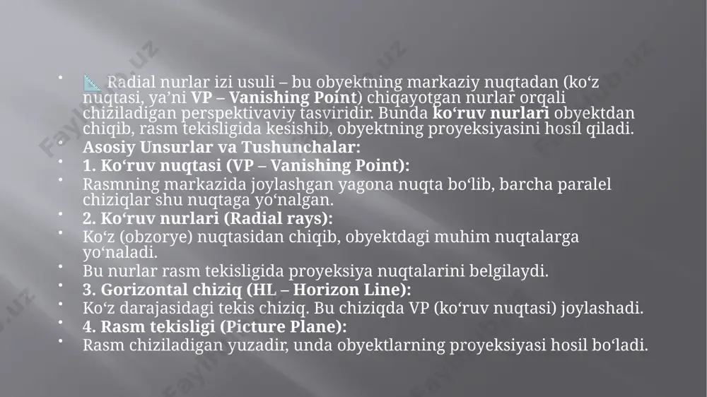 radial nurlar izi usuli obyekt perespektivasini qurish - Page 2