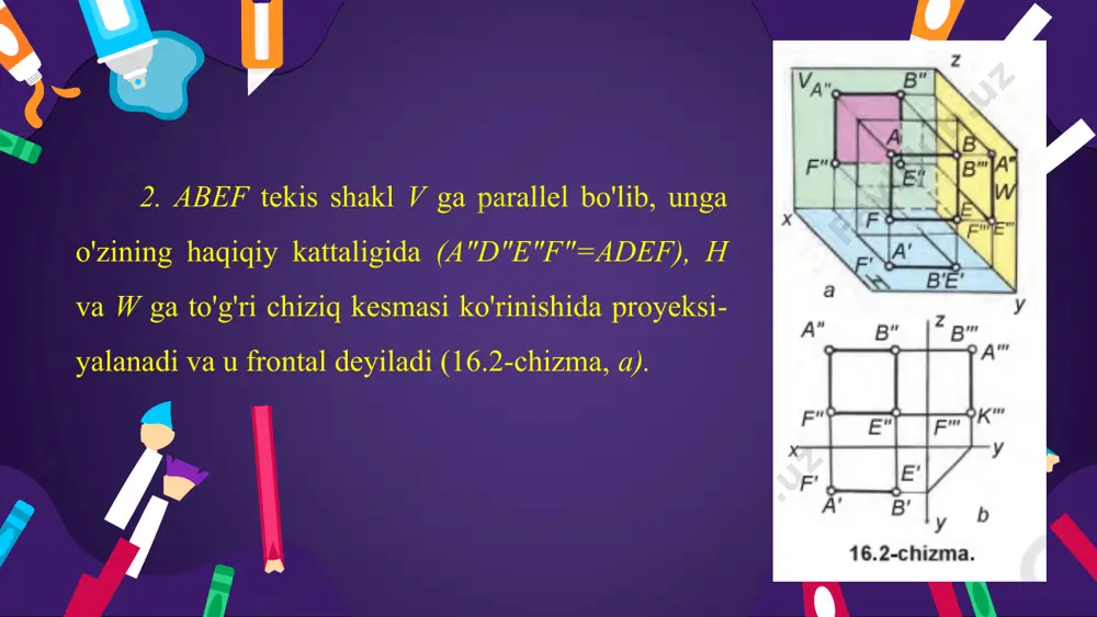 16-mavzu tekis shakllarning proyeksiyalari 8-sinf - Page 4