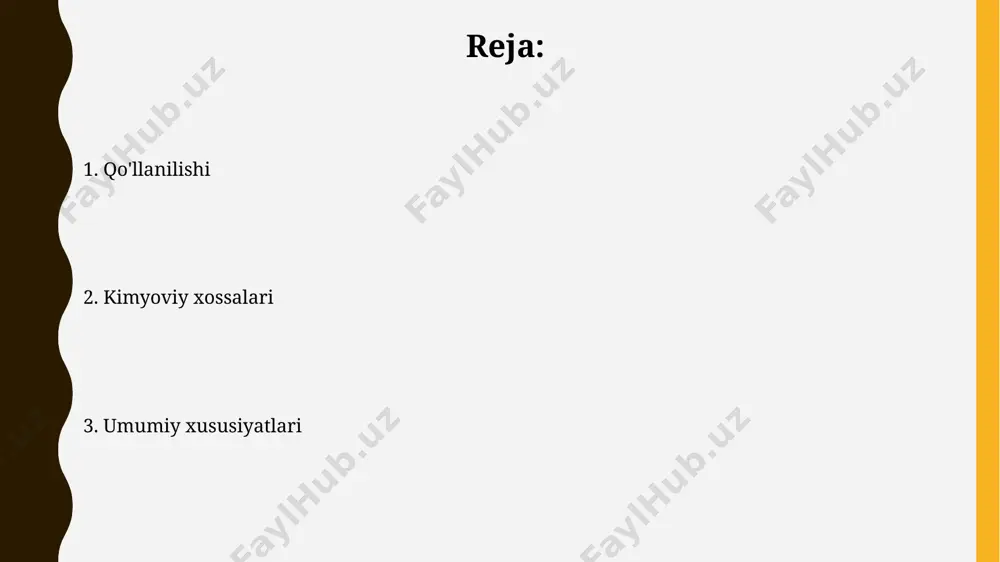 fermentlarining tarkibiy qismidir va fotosintez jarayonida ishtirok etadi. iii b guruhi elementlarining ba'zilari, masalan, indiy va talliy, tibbiyotda radioaktiv izotoplar sifatida qo'llaniladi, ular diagnostika va terapiya jarayonlarida ishtirok etadi, lekin toksik xususiyatlariga ega ekanligiga e'tibor berish kerak. kimyoviy xossalari iii b guruhi elementlarining elektr manfiyligi qiymati nisbatan past bo'lib, ularning kovalent bog'lanishlarga moyilligi yuqori, masalan, metallar bilan 1:3 nisbatida birikmalar hosil qiladi. skandiy, ittiriy va lantanoidlarning ion radiuslari o'xshash, shu sababli ularning kimyoviy xossalari o'xshashdir va bir-birini almashtirishlari mumkin. qotishmalar misol uchun, bronza (mis va qalay qotishmasi) 88% mis va 12% qalaydan iborat bo'lib, undan yuqori mustahkamlikka ega buyumlar yasash mumkin. qotishmalarning erish harorati tarkibiy elementlarning erish haroratlaridan past bo'ladi, bu ularning quyish jarayonlarida qo'llanilishini osonlashtiradi, masalan, 65% sink va 35% misdan iborat qotishma. qo'llanilishi iii b guruhi elementlari, xususan alyuminiy, po'lat va alyumin qotishmalarida qo'llanilib, ularning mustahkamligini 5-10% ga oshiradi va korroziyaga chidamliligini yaxshilaydi. iii b guruhi elementlarining ba'zilari, …