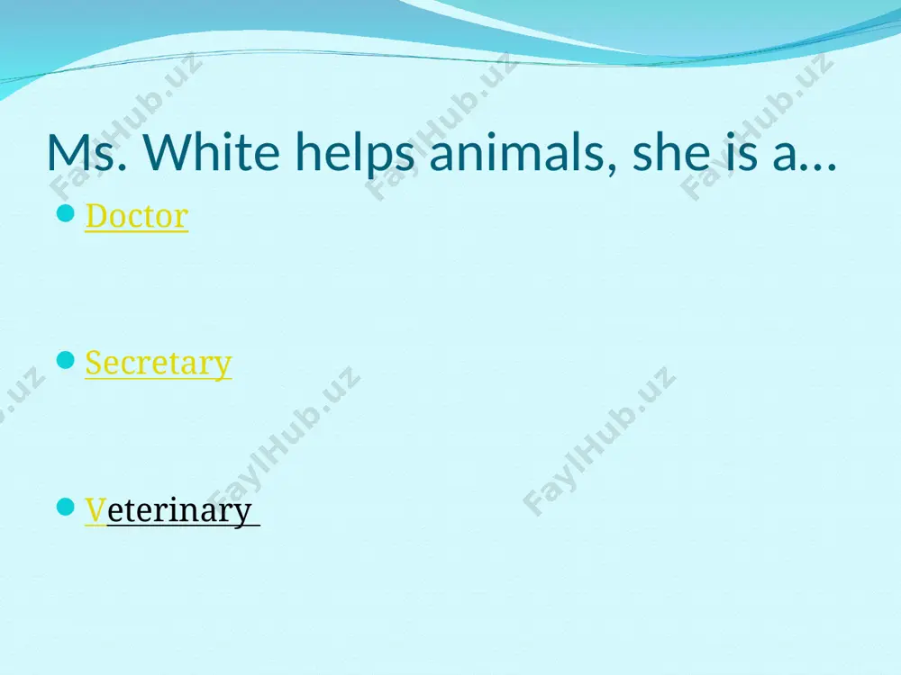 ms. white helps animals, she is a... - Page 2