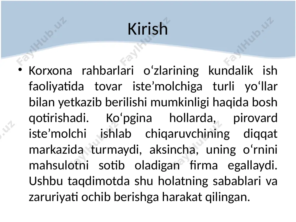 lda biror bir marketing faoliyatini yo‘lga qo‘yishdan oldin uning imkoniyatlarini, maqsadlarini to‘g‘ri va aniq bilib olish, undan so‘nggina marketing jarayonlarini bir-biridan uzmagan holda olib borish kerak, bular boshqaruv nazoratini olib borishdir. bularni boshqarish uchun kelajakda to‘g‘ri va asosli qaror qabul qila oladigan professional menejerlar kerak bo‘ladi. boshqaruv konsepsiyasi sifatida (biznes falsafasi) marketing korxonadan iste’molni «demokratik» jarayon sifatida tan olishlarini talab etadi va bu jarayonda iste’molchilar o‘zlari uchun zarur bo‘lgan mahsulotlarga o‘zlarining pul mablag‘lari bilan «ovoz» berish imkoniyatini yaratadi. bu korxonaning muvaffaqiyatini aniqlaydi va iste’molchilarning talablarini optimal tarzda qondirish imkoniyatini beradi. marketingni boshqarishda menejerlarning o‘rni kattadir. chunki ular har doim izlanishda ya’ni, yangiliklardan, yangi texnologiyalardan, tadqiqotlardan, raqobatchilardan xabardor bo‘lib turadilar va shunday bo‘lishlari talab qilinadi. hozirgi kunning bunday tez suratda rivojlanish jarayonida va raqobat kuchaygan bir vaqtda ular zamon bilan barobar ildam qadam tashlashlari zarur. marketing esa shularning asosi bo‘lib hisoblanadi. kompaniya doimo o‘z maqsadi va mahsulot assortimentini ma’lum bozorda muhimligini …