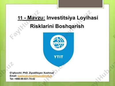 investitsiya loyihasi risklarini boshqarish — PPT